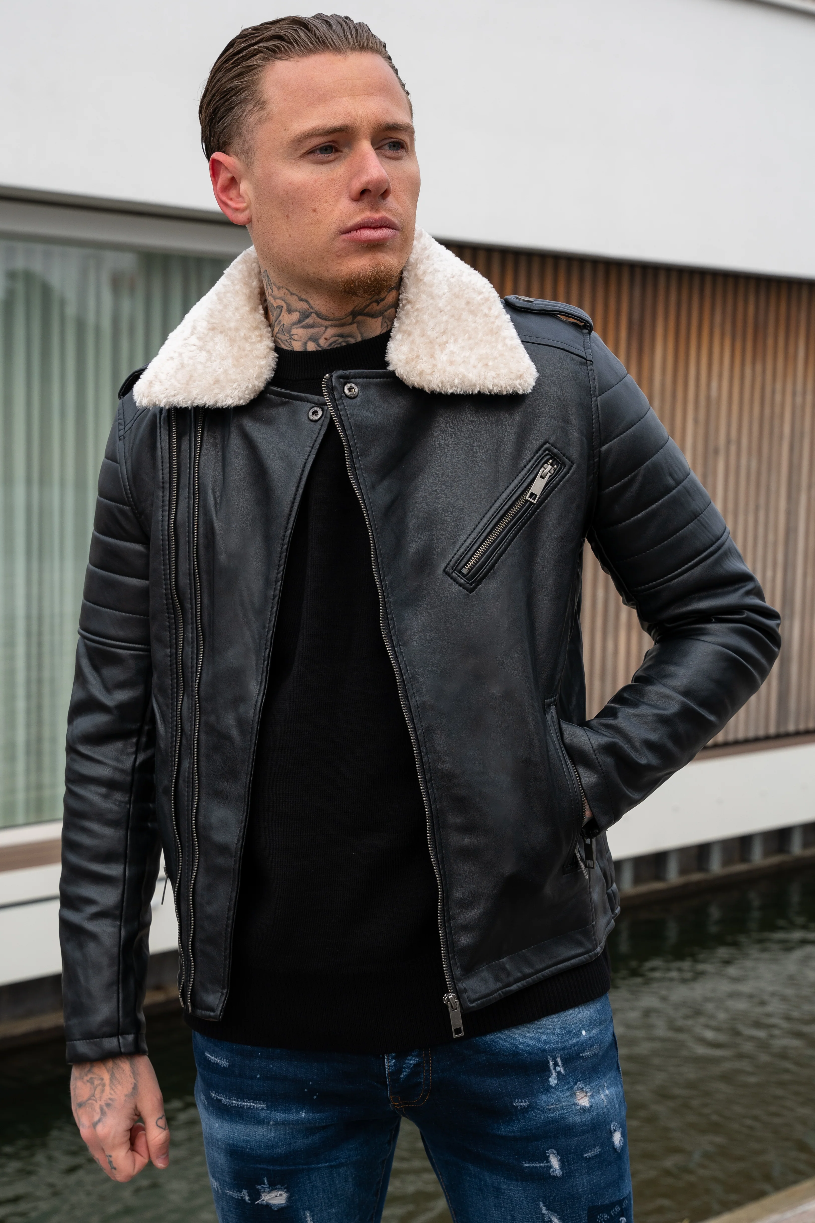THE SAPPORO FUR COLLAR LEATHER JACKET - Image 11