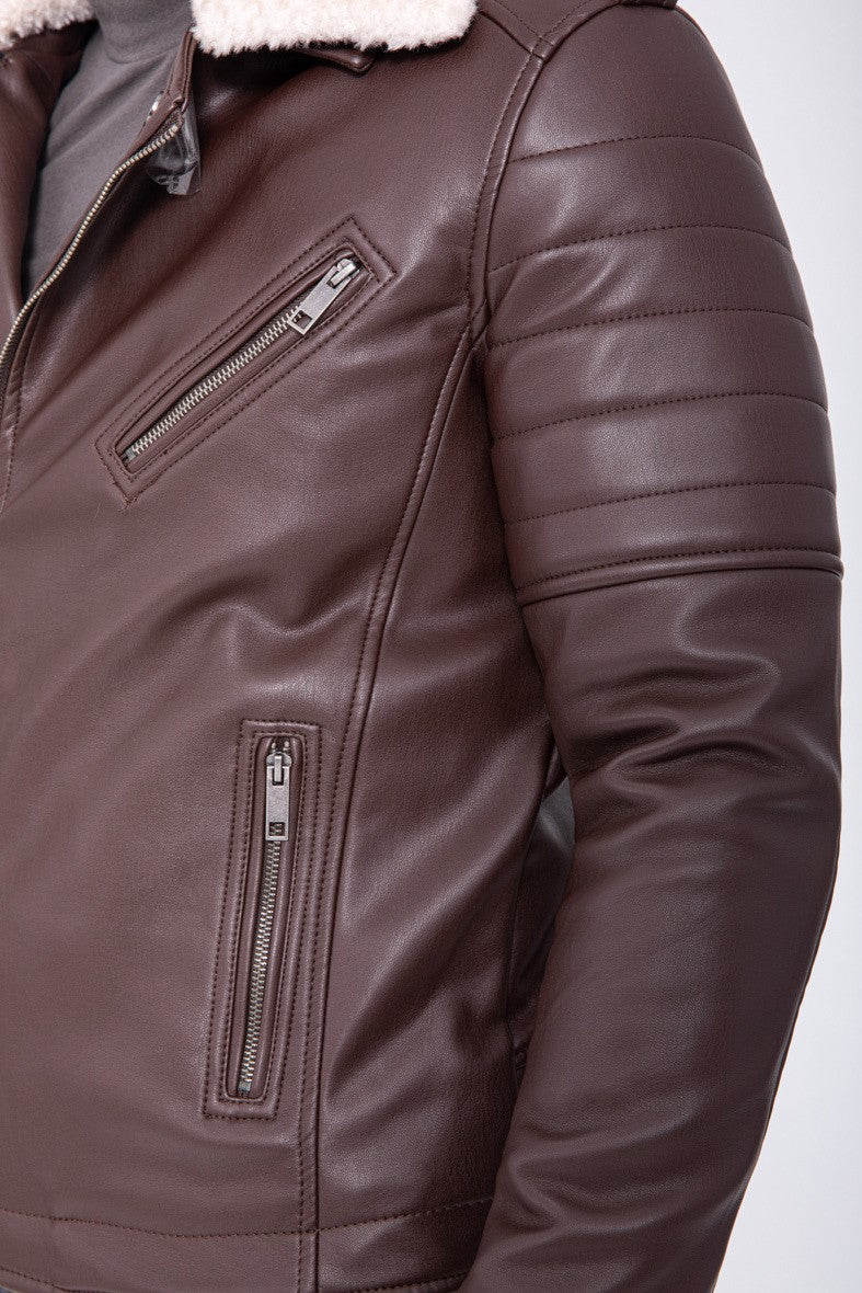 THE SAPPORO FUR COLLAR LEATHER JACKET - Image 5