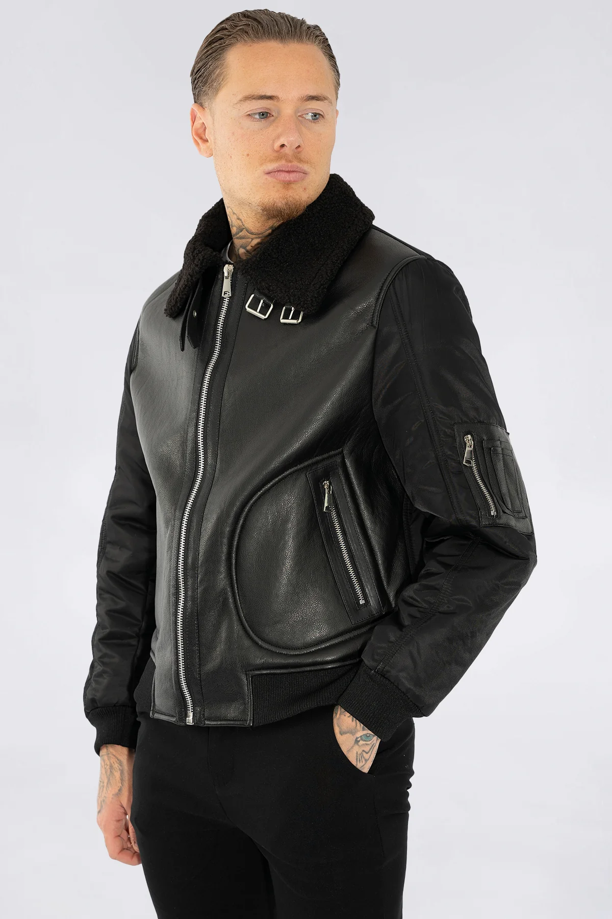 THE SABINI LEATHER BOMBER JACKET - Image 5