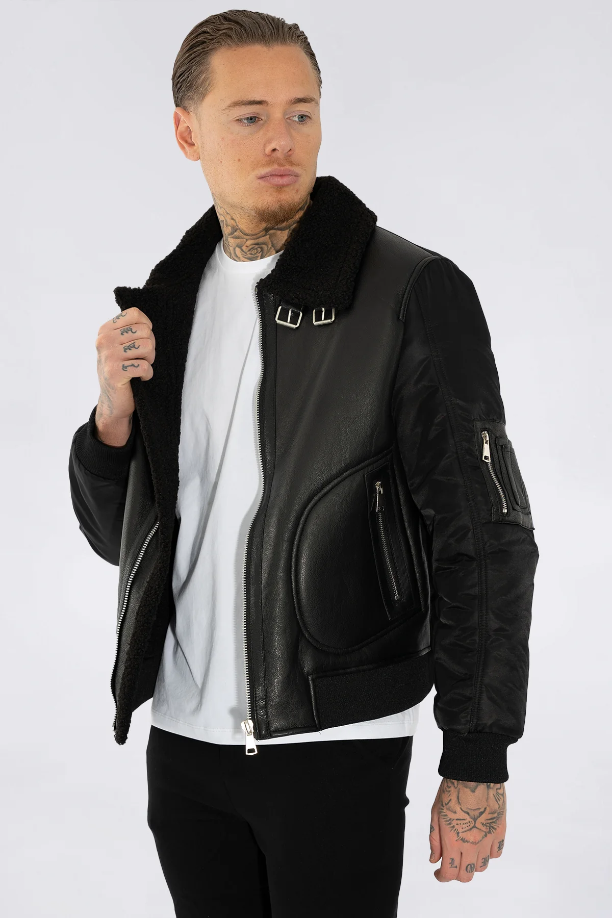 THE SABINI LEATHER BOMBER JACKET - Image 8