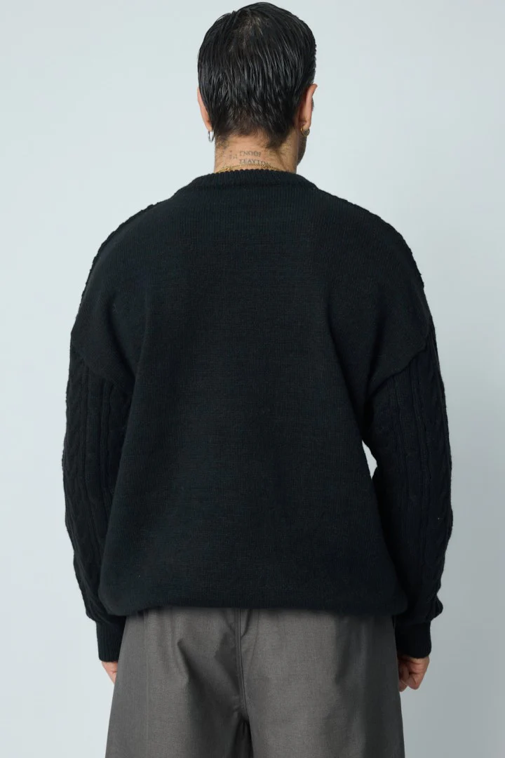THE SACILE CABLE KNITTED CREWNECK SWEATER - Image 9